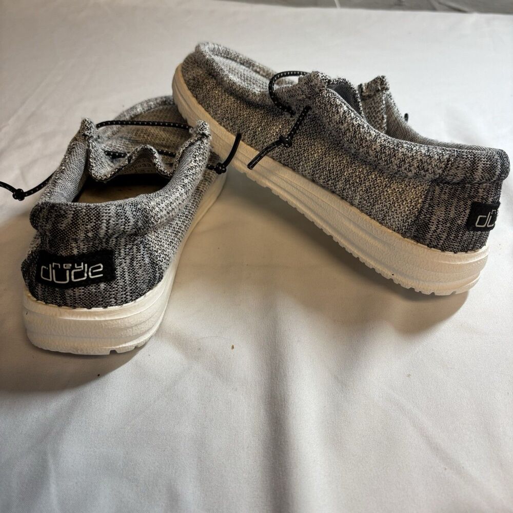 KID’S Hey Dude Wally Stretch Wally Gray/White Slip-On Casual Shoes US 1 EU 33